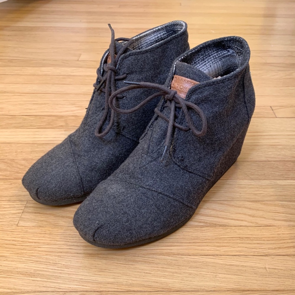 Toms Grey Wool Desert Wedges
